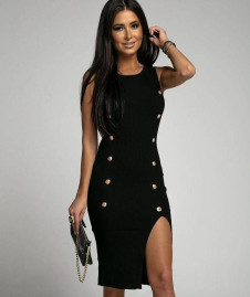 Дамска рокля с копчета B5230 черен 