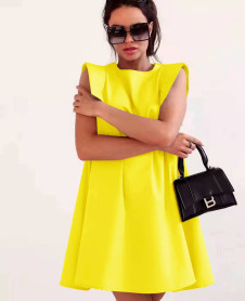 Дамска ефектна рокля A1043 жълт 
