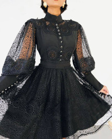 Дамска дантелена рокля NI2224 черен 