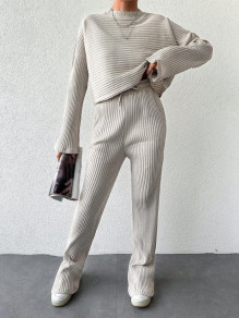 Дамски ефектен комплект блуза и панталон AR31240 сив 