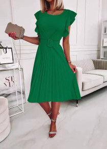 Дамска рокля Солей с колан X6381 зелен 