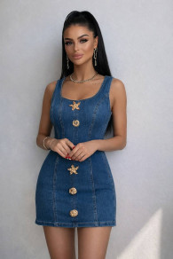 Дамска дънкова рокля с акцент E7375