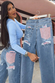 Дамски дънки с ефектен джоб ST191 