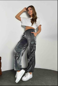 Дамски панталон с джобове L2828 сив
