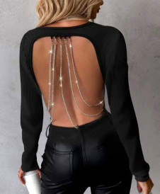 Дамска блуза с ефектен гръб M2371 черен