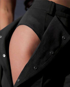 Дамски ефектен панталон с копчета FT2992 черен 