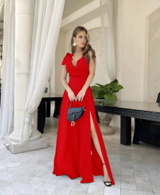 Дамска дълга рокля A1728 червен 