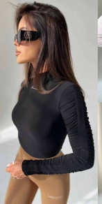 Дамска блуза с набрани ръкави H4067 черен