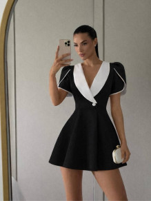 Дамска рокля с кант ELP9755 черен 