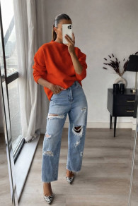 Дамски накъсани дънки TT1367