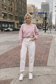 Дамски бели дънки с кристални джобове TT6315