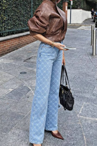 Дамски дънки с монограм принт TT2166