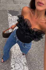 Дамско ефектно боди L03036 черен 