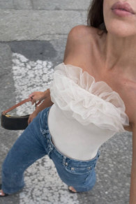 Дамско ефектно боди L03036 бял