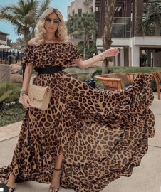 Дамска рокля с леопардов принт H3744