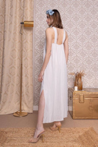 Дамска дълга свободна рокля K8204 бял