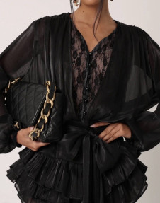 Дамска къса ефектна рокля ELP9761 черен 