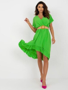 Дамска асиметрична рокля с колан K6340 зелен 
