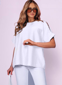 Дамска свободна блуза 80318 бял