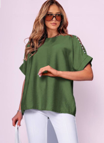 Дамска свободна блуза 80318 тъмно зелен 