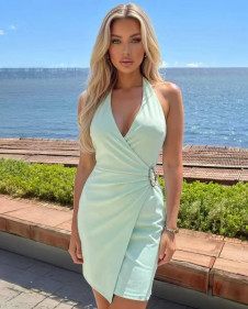 Дамска елегантна рокля K6775 мента 