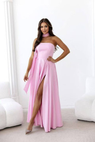 Дамска дълга елегантна рокля K6811 розов 