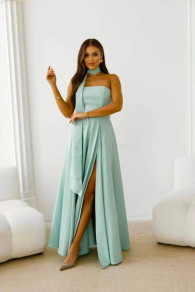 Дамска дълга елегантна рокля K6811 мента 