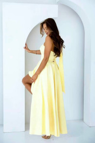 Дамска дълга елегантна рокля K6811 жълт 