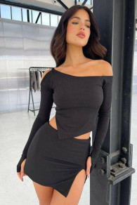 Дамски комплект блуза и пола LP9010 черен 