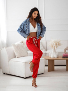 Дамски свободен панталон X3572 червен 