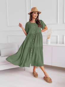 Дамска рокля с дължина под коляното A1741 тъмно зелен 