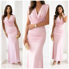 Дамска дълга рокля K6828 розов 