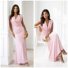 Дамска дълга рокля K6828 розов 