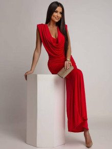 Дамска дълга рокля K6828 червен 