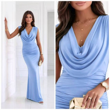 Дамска дълга рокля K6828 светло син 
