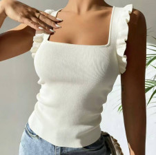 Дамски топ с ефектни презрамки NG65112 бял