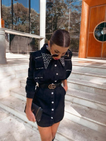 Дамска ефектна дънкова рокля NS1010