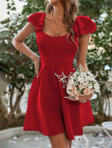 Дамска рокля с ефектен гръб K5731 червен 