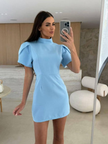 Дамска елегантна рокля с ефектен гръб LP9462 светло син 