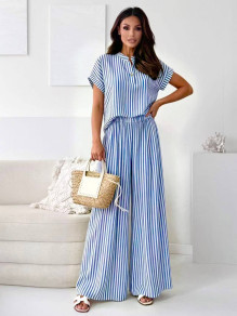 Дамски раиран комплект K12122 син