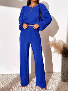 Дамски комплект блуза и панталон E4458 турско син