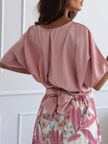 Дамска блуза с връзка K39420 пудра