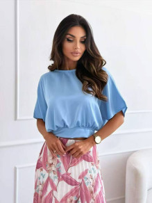 Дамска блуза с връзка K39420 светло син 
