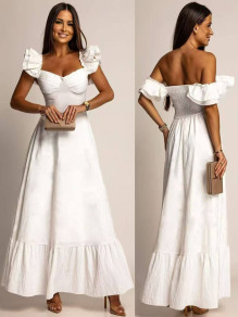 Дамска дълга рокля K25209 бял