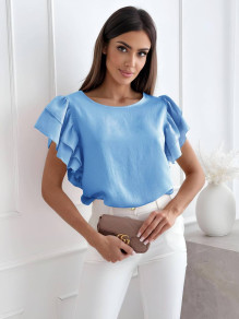 Дамска блуза с ефектни ръкави A1764 светло син 