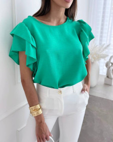 Дамска блуза с ефектни ръкави K6337 зелен 