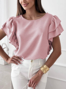 Дамска блуза с ефектни ръкави K6337 розов 