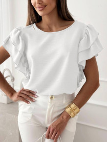 Дамска блуза с ефектни ръкави K6337 бял
