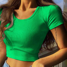 Дамска къса блузка KX0141 зелен 