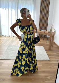 Дамски комплект с принт L10102 тъмно син 